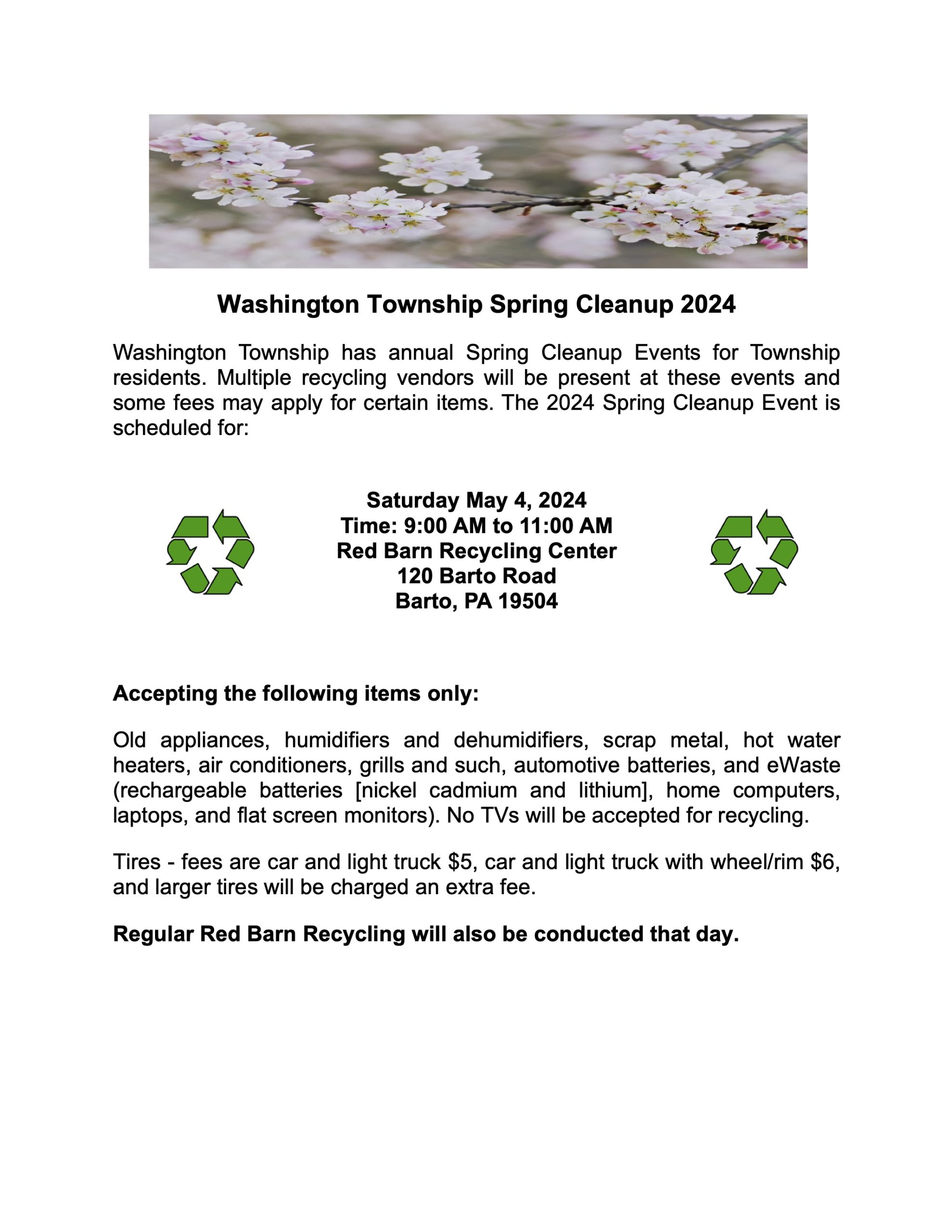 Township Spring Cleanup @ Red Barn Recycling
